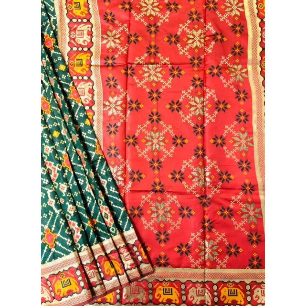 Dazzling Women's Patola Silk Meena And Zari Woven Saree With Blouse Piece