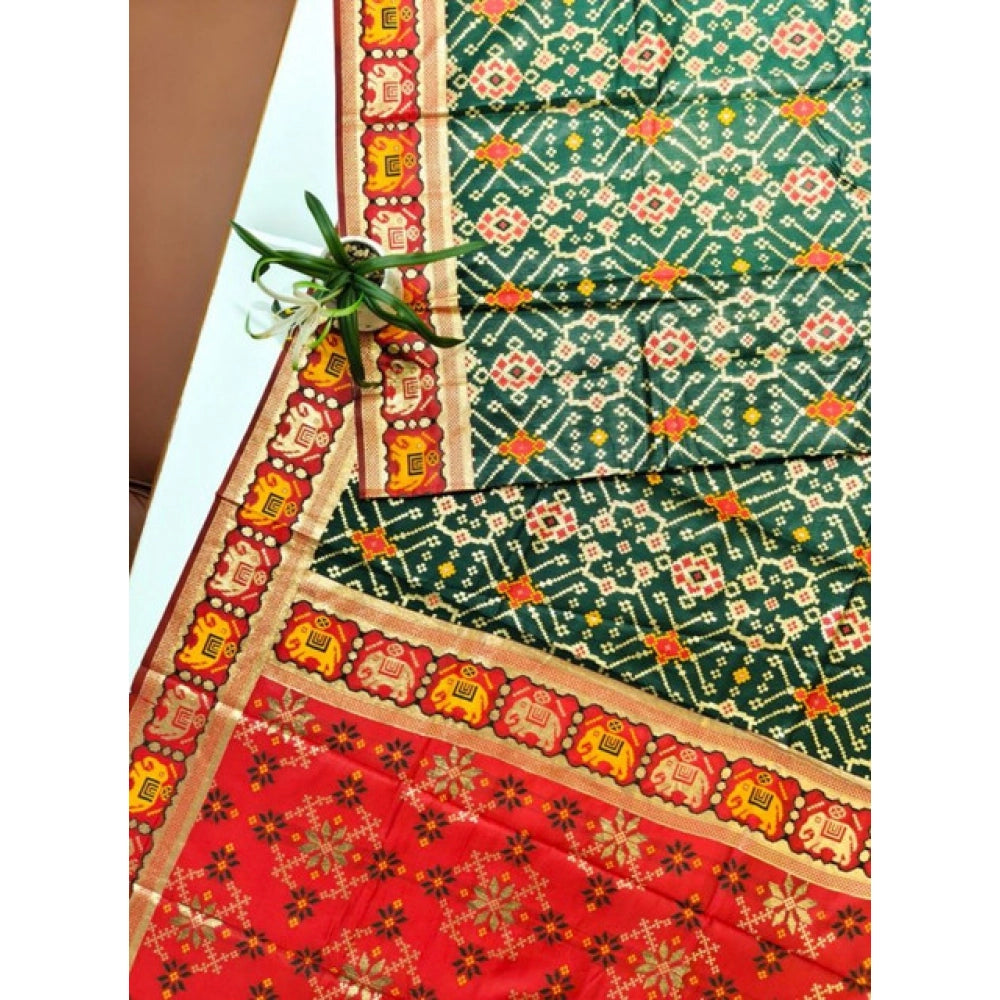 Dazzling Women's Patola Silk Meena And Zari Woven Saree With Blouse Piece
