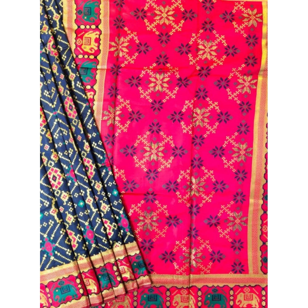 Dazzling Women's Patola Silk Meena And Zari Woven Saree With Blouse Piece