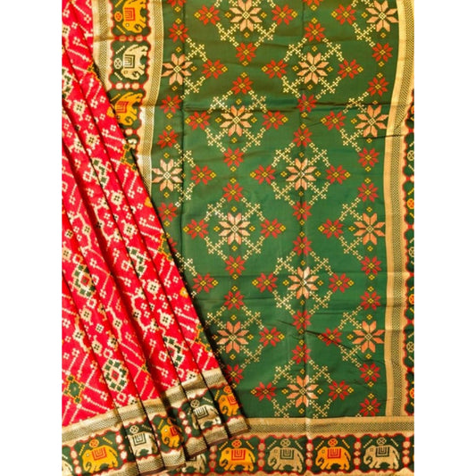Dazzling Women's Patola Silk Meena And Zari Woven Saree With Blouse Piece