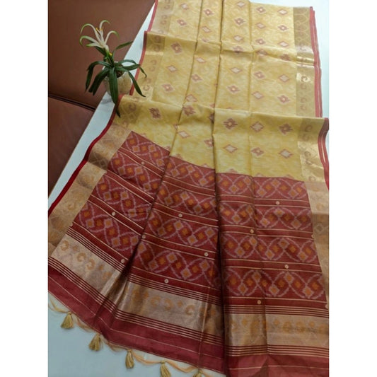Tremendous Women's Raw Silk Ikkat Saree With Blouse Piece
