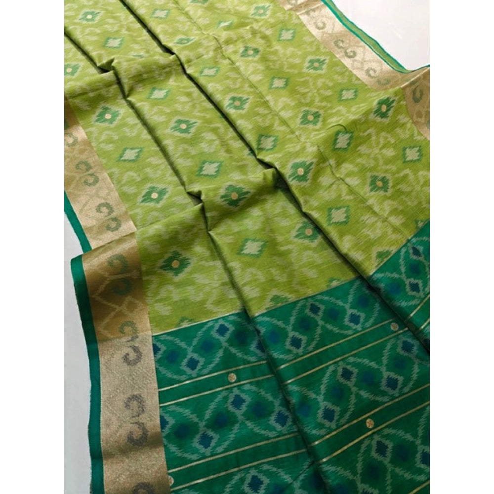 Tremendous Women's Raw Silk Ikkat Saree With Blouse Piece