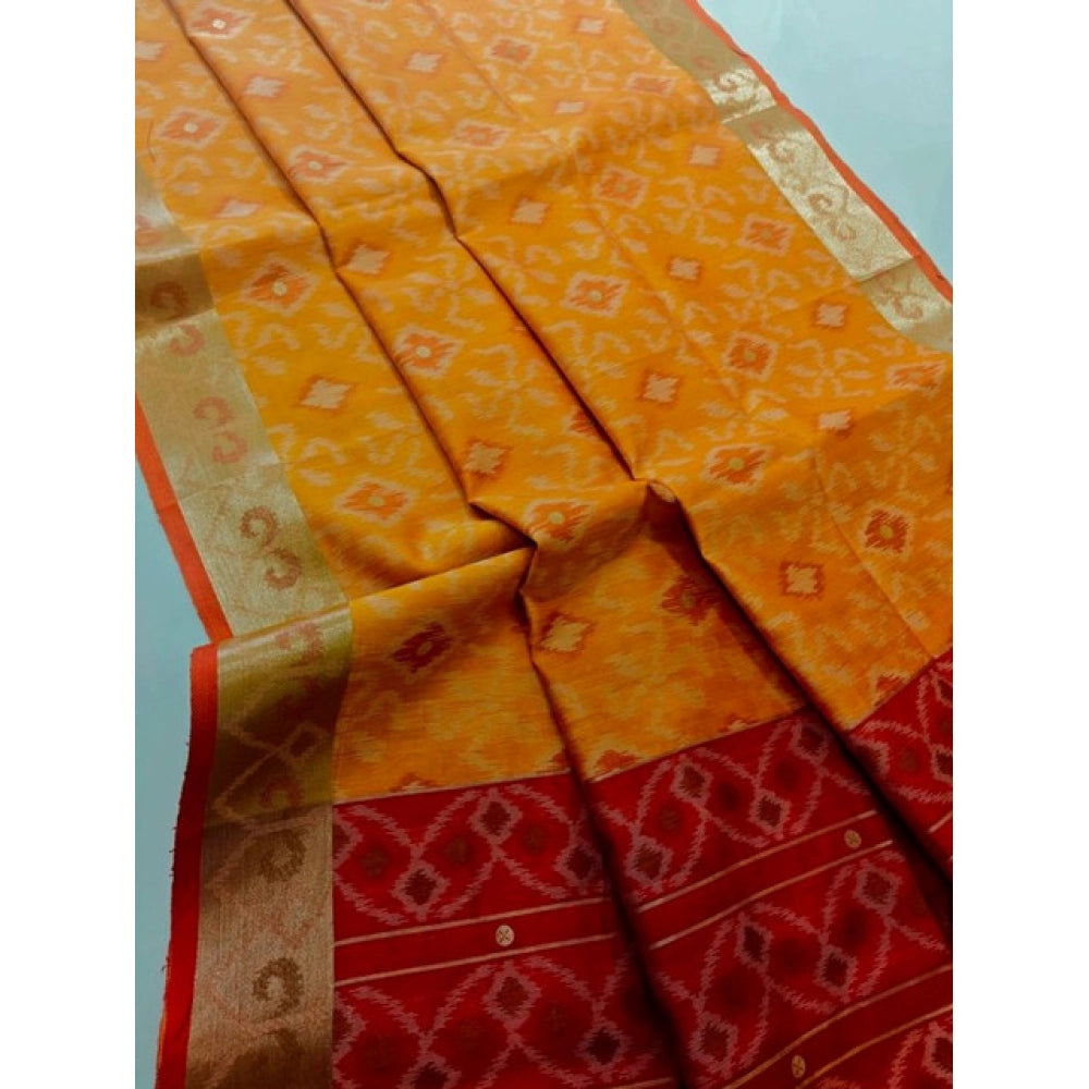 Tremendous Women's Raw Silk Ikkat Saree With Blouse Piece
