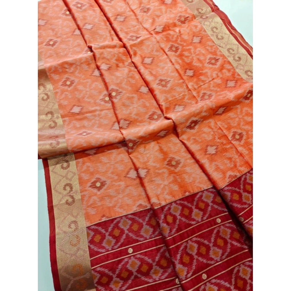Tremendous Women's Raw Silk Ikkat Saree With Blouse Piece