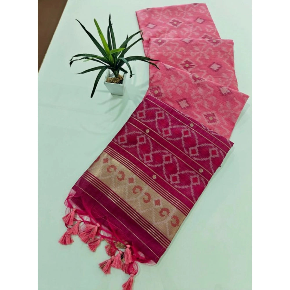 Tremendous Women's Raw Silk Ikkat Saree With Blouse Piece