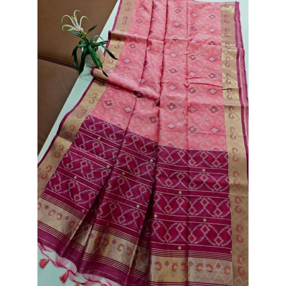 Tremendous Women's Raw Silk Ikkat Saree With Blouse Piece