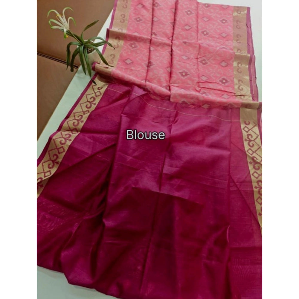 Tremendous Women's Raw Silk Ikkat Saree With Blouse Piece