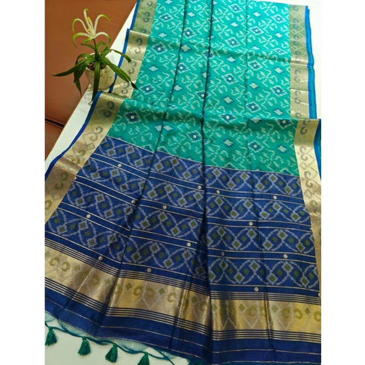Tremendous Women's Raw Silk Ikkat Saree With Blouse Piece