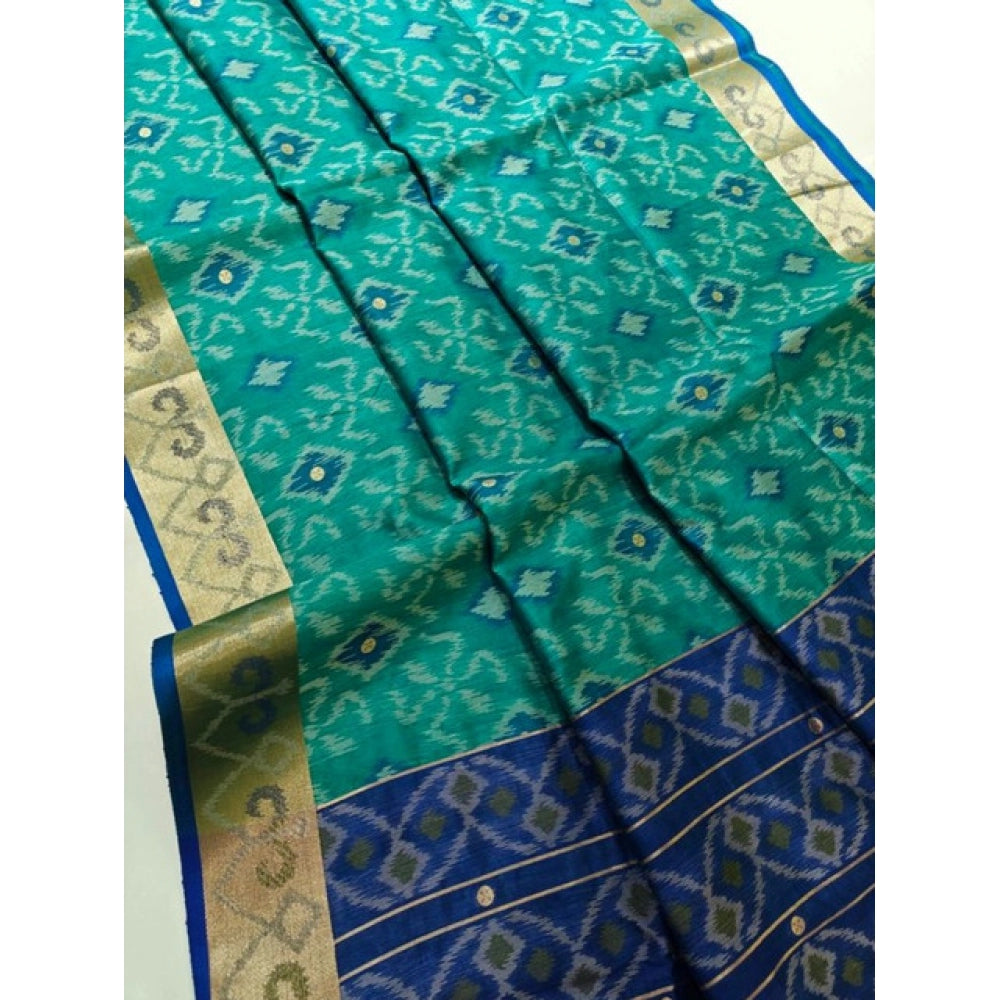 Tremendous Women's Raw Silk Ikkat Saree With Blouse Piece