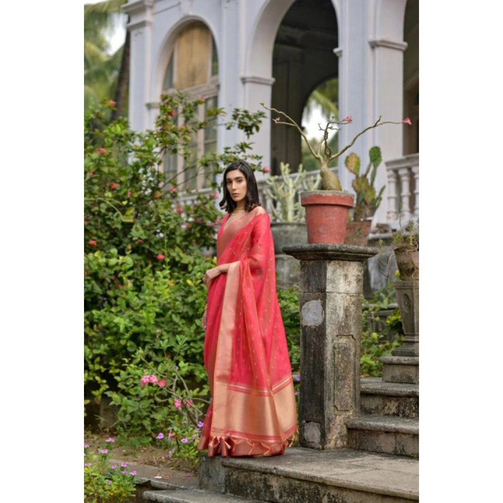 Casual Women's Silk Blend Butti Pattern Saree With Blouse Piece