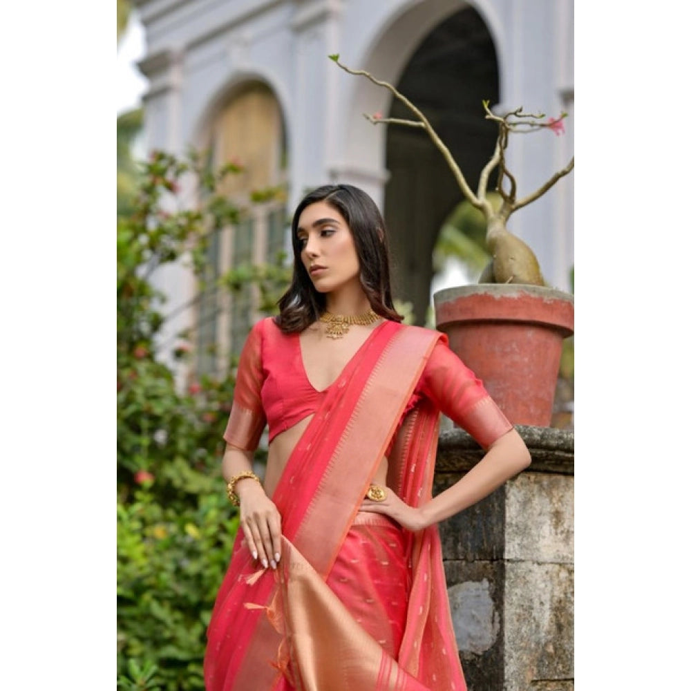 Casual Women's Silk Blend Butti Pattern Saree With Blouse Piece