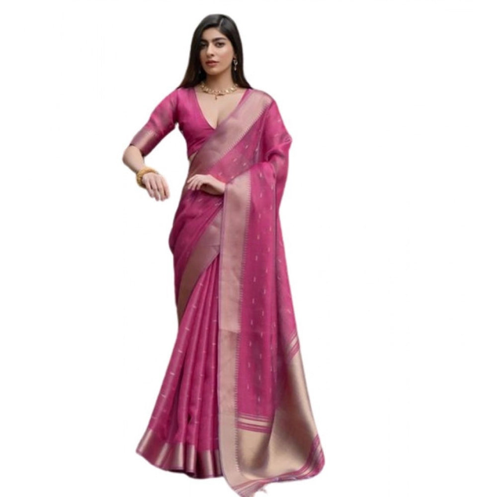 Casual Women's Silk Blend Butti Pattern Saree With Blouse Piece