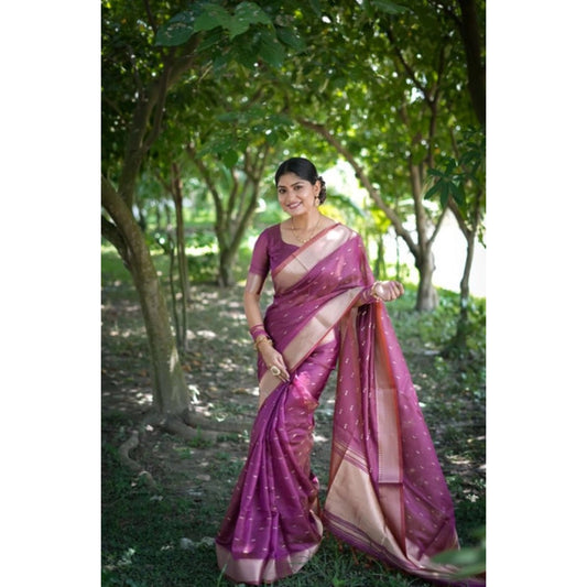 Casual Women's Silk Blend Butti Pattern Saree With Blouse Piece