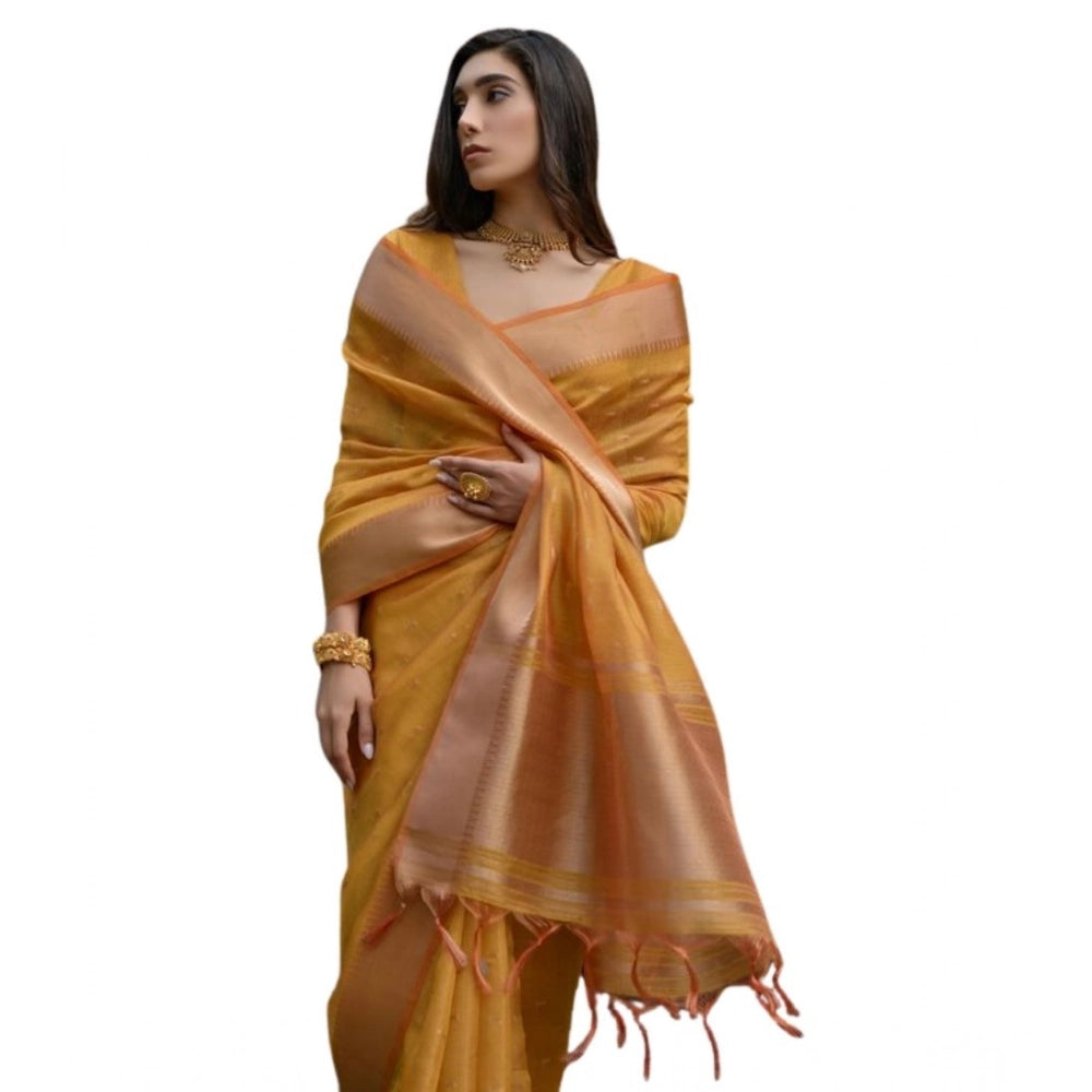 Casual Women's Silk Blend Butti Pattern Saree With Blouse Piece