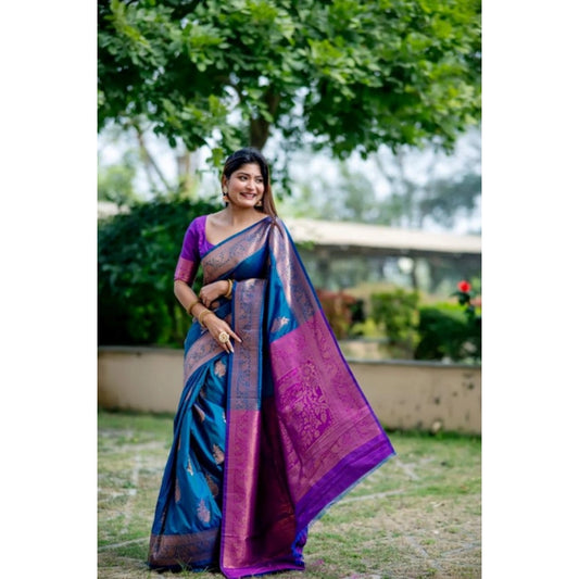 Fantastic Women's Katan Silk Zari Weaving Saree With Blouse Piece