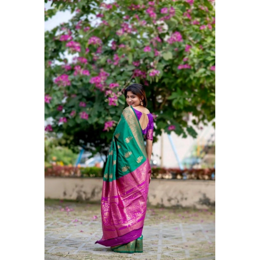 Fantastic Women's Katan Silk Zari Weaving Saree With Blouse Piece