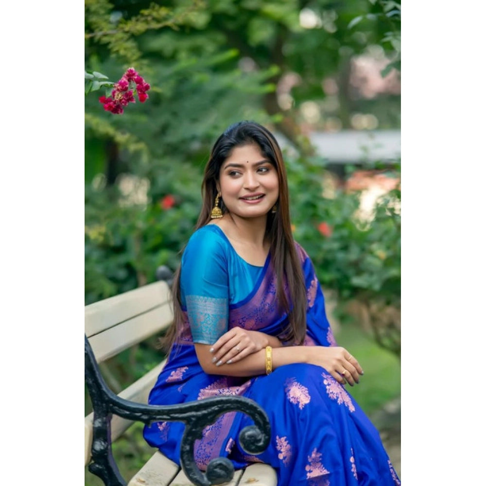 Fantastic Women's Katan Silk Zari Weaving Saree With Blouse Piece