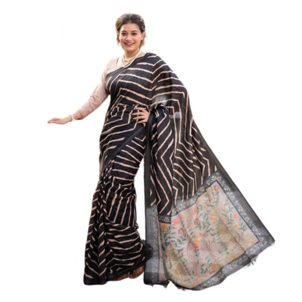 Charming Women's Faux Tussar Silk Geometric Print Saree With Blouse Piece