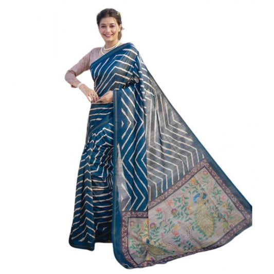 Charming Women's Faux Tussar Silk Geometric Print Saree With Blouse Piece