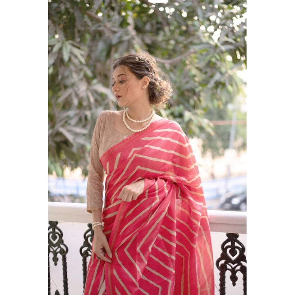 Charming Women's Faux Tussar Silk Geometric Print Saree With Blouse Piece
