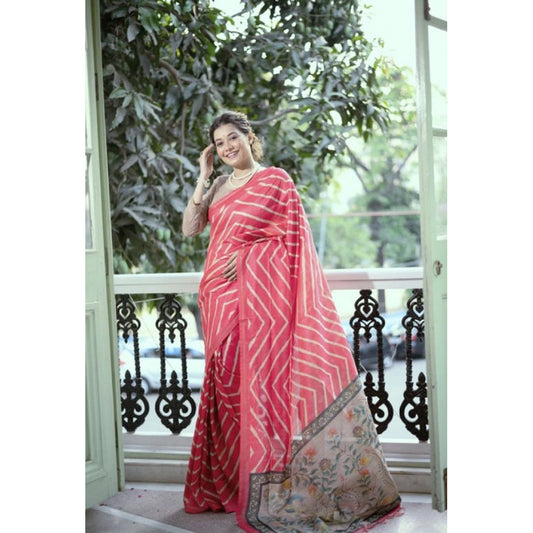 Charming Women's Faux Tussar Silk Geometric Print Saree With Blouse Piece
