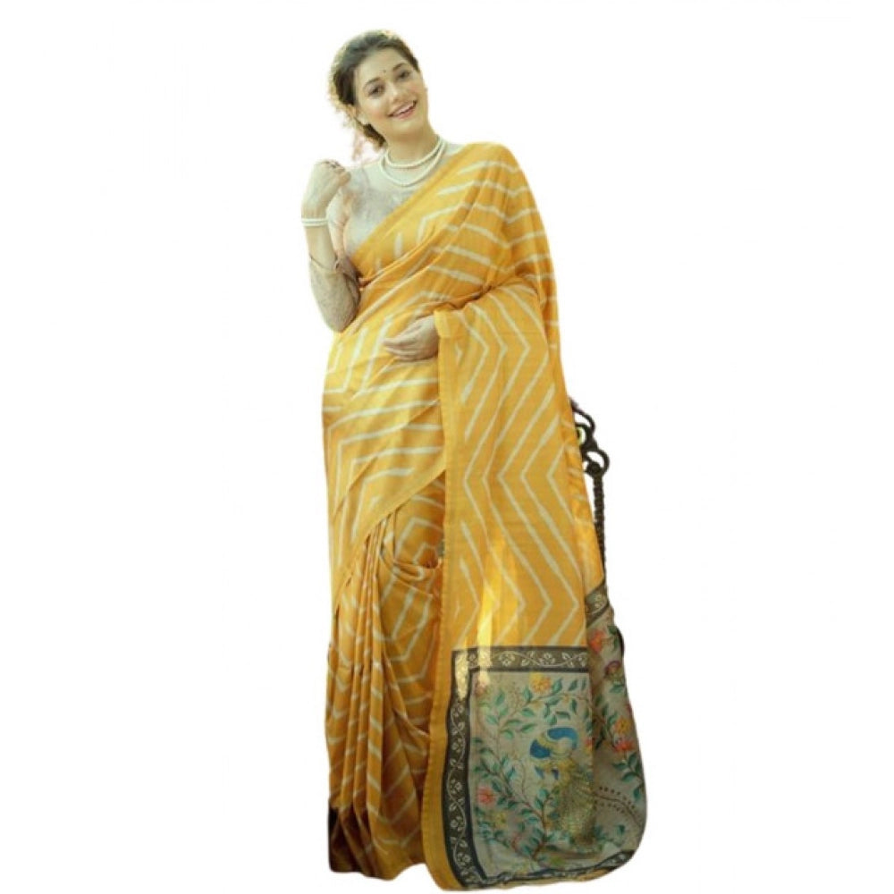 Charming Women's Faux Tussar Silk Geometric Print Saree With Blouse Piece