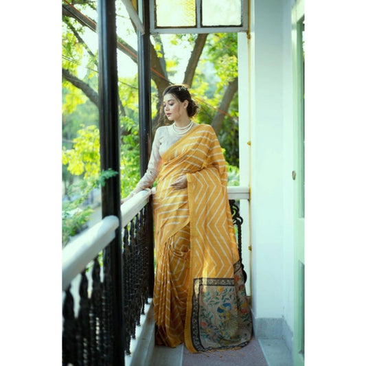 Charming Women's Faux Tussar Silk Geometric Print Saree With Blouse Piece