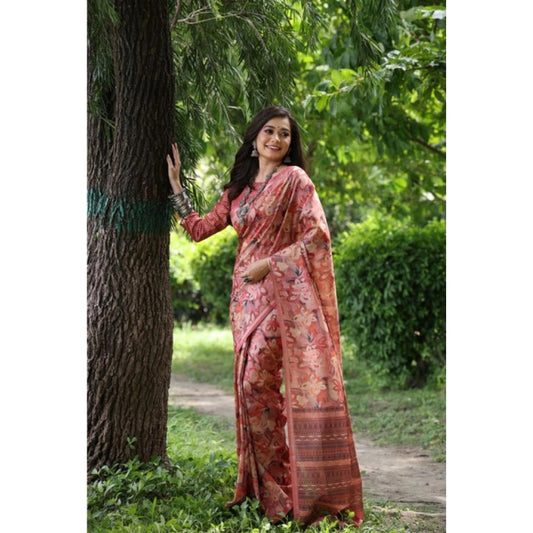 Facinating Women's Faux Tussar Silk Abstract Print Saree With Blouse Piece