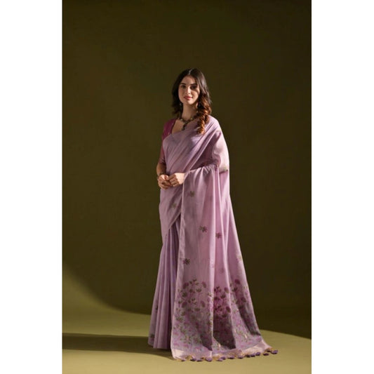 Superb Women's Blended Cotton Floral Saree With Blouse Piece