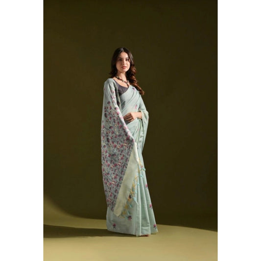 Superb Women's Blended Cotton Floral Saree With Blouse Piece