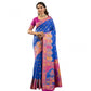 Delightful Women's Faux Banarasi Woven Motifs Saree With Blouse Piece