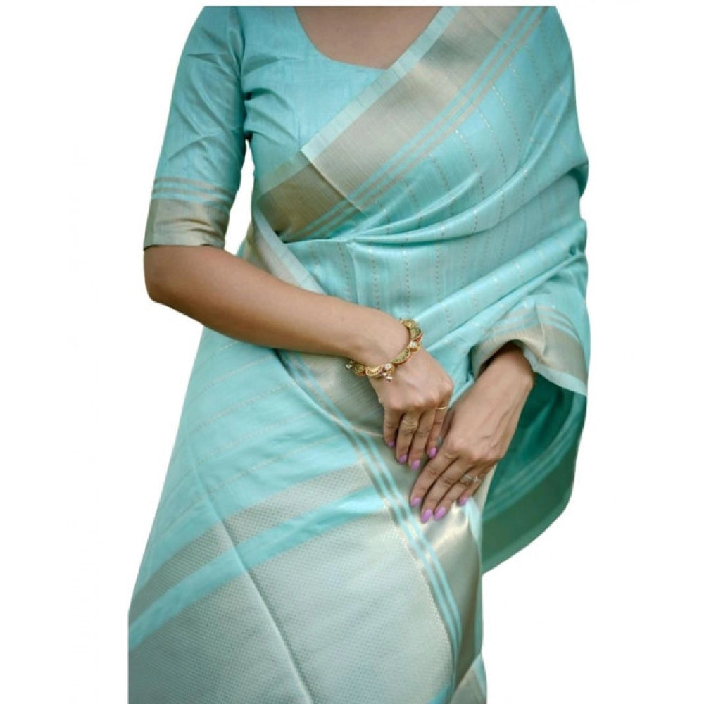 Facinating Women's Faux Banarasi Lining Pattern Saree With Blouse Piece