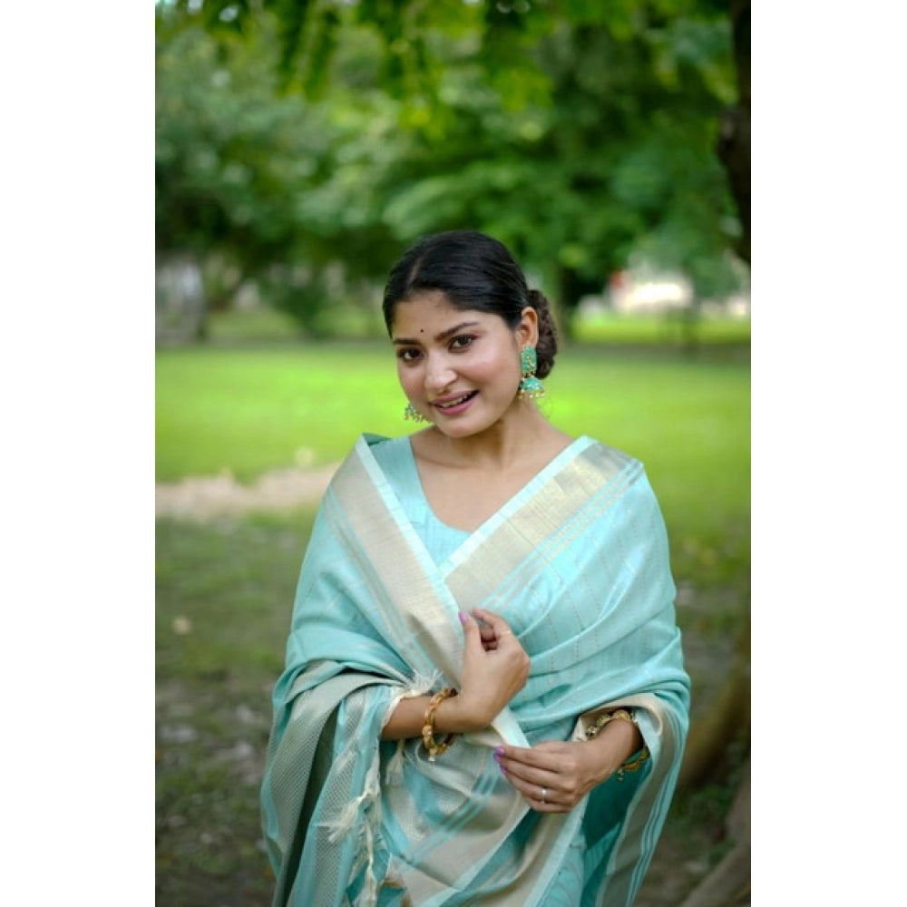 Facinating Women's Faux Banarasi Lining Pattern Saree With Blouse Piece