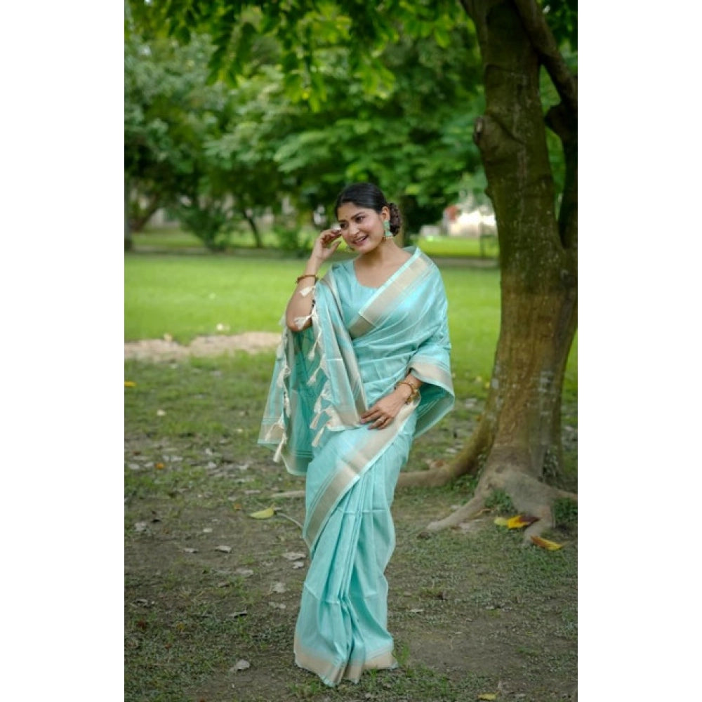 Facinating Women's Faux Banarasi Lining Pattern Saree With Blouse Piece