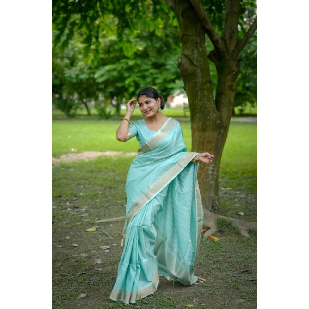 Facinating Women's Faux Banarasi Lining Pattern Saree With Blouse Piece