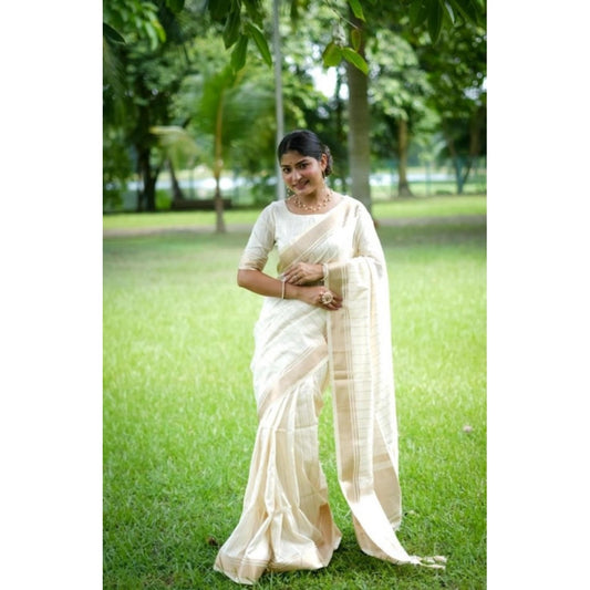 Facinating Women's Faux Banarasi Lining Pattern Saree With Blouse Piece