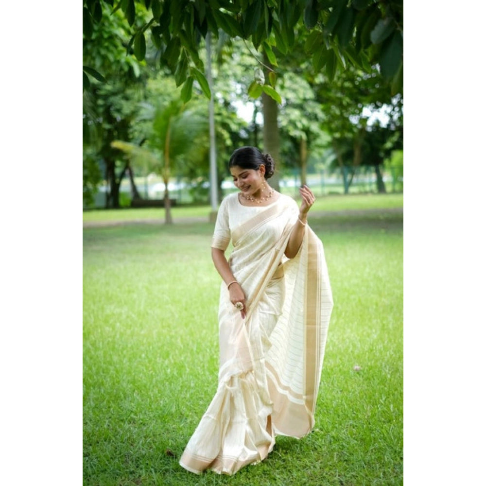 Facinating Women's Faux Banarasi Lining Pattern Saree With Blouse Piece