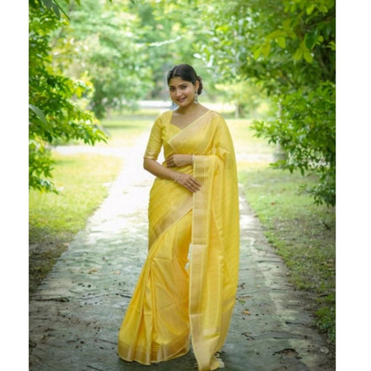 Facinating Women's Faux Banarasi Lining Pattern Saree With Blouse Piece