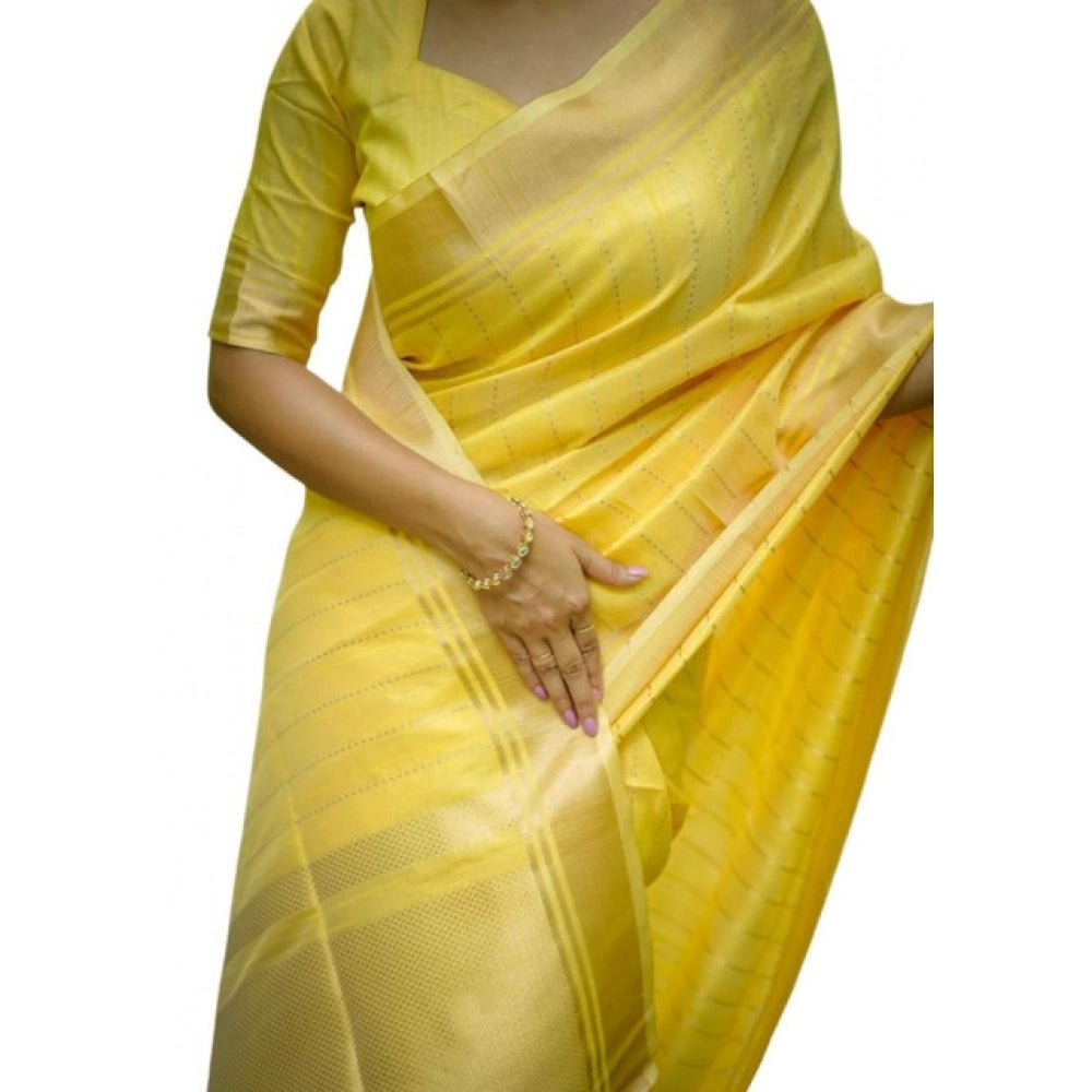 Facinating Women's Faux Banarasi Lining Pattern Saree With Blouse Piece