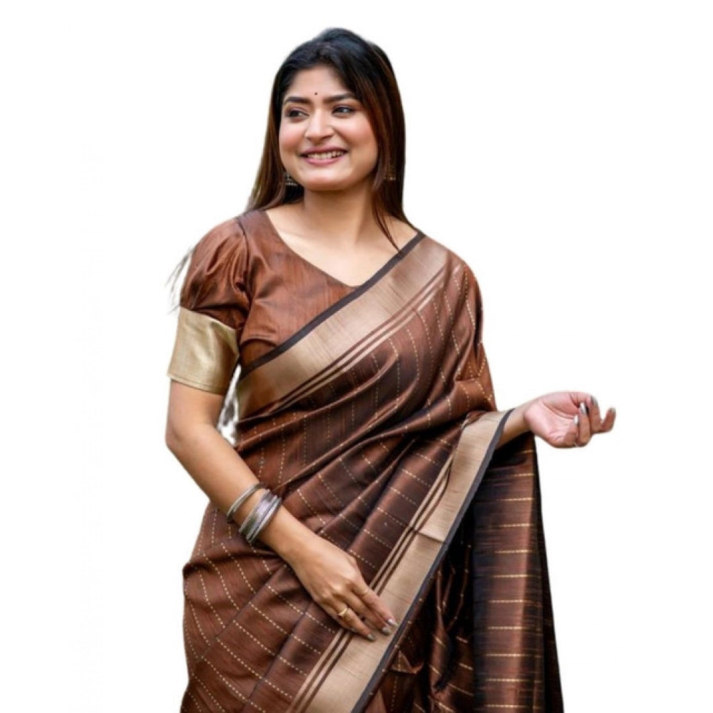 Facinating Women's Faux Banarasi Lining Pattern Saree With Blouse Piece