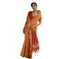 Fabulous Women's Silk Blend Ethnic Ikat Pattern Saree With Blouse Piece