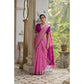 Fabulous Women's Silk Blend Ethnic Ikat Pattern Saree With Blouse Piece