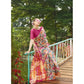 Exclusive Women's Faux Tussar Kalamkari Print Saree With Blouse Piece