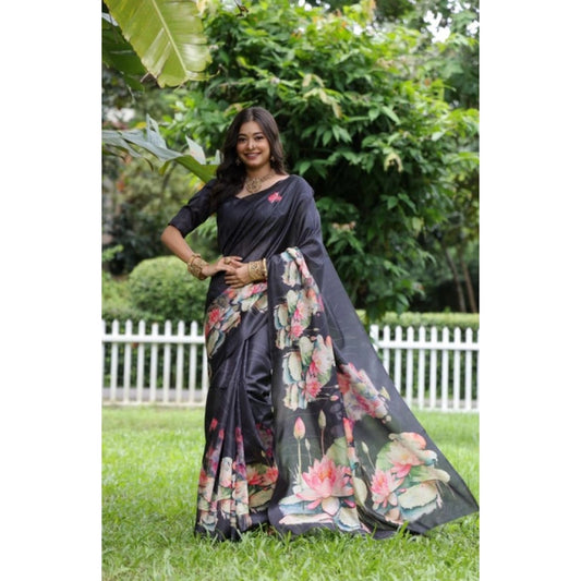 Exclusive Women's Faux Tussar Floral Saree With Blouse Piece