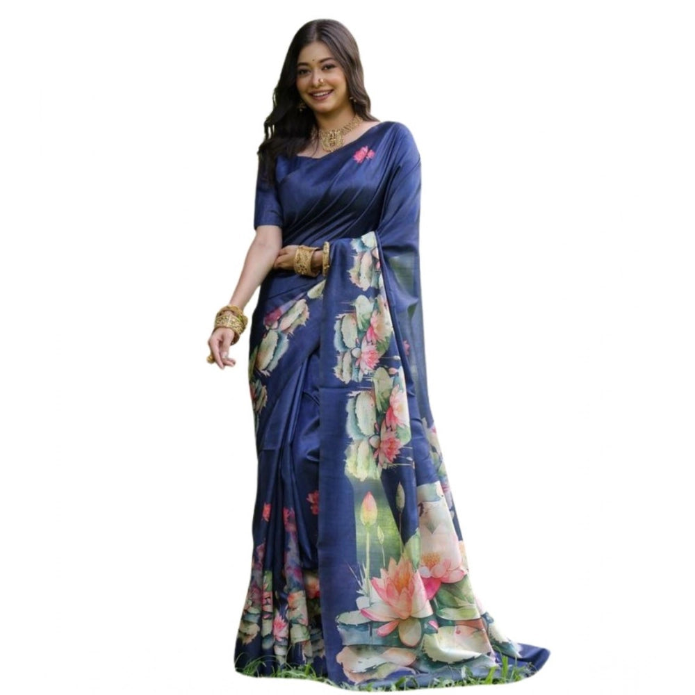 Exclusive Women's Faux Tussar Floral Saree With Blouse Piece