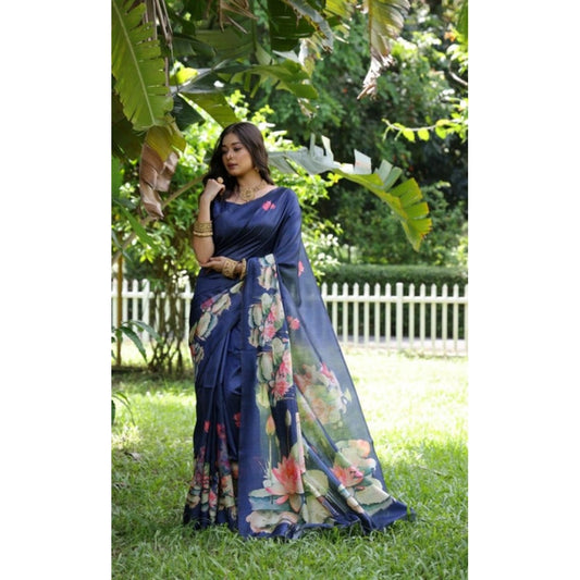 Exclusive Women's Faux Tussar Floral Saree With Blouse Piece