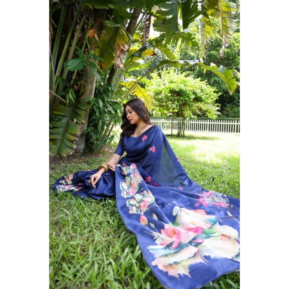 Exclusive Women's Faux Tussar Floral Saree With Blouse Piece