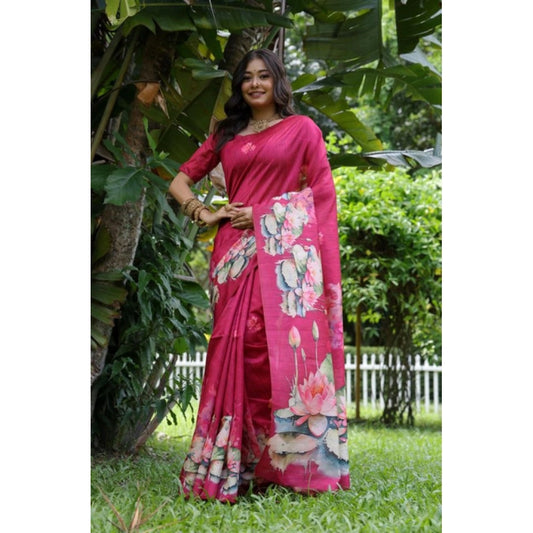 Exclusive Women's Faux Tussar Floral Saree With Blouse Piece