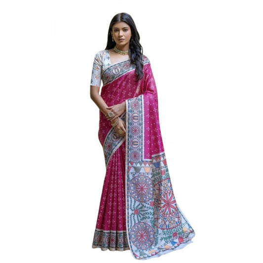 Gracious Women's Faux Tussar Geometric Print Saree With Blouse Piece