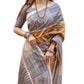 Gracious Women's Faux Tussar Geometric Print Saree With Blouse Piece